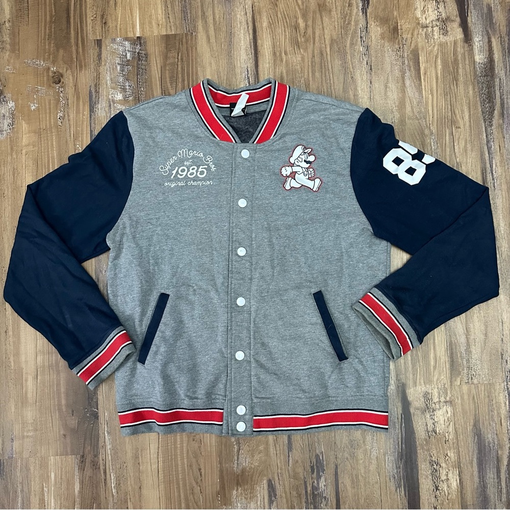 SUPER MARIO RARE! 1985 Nintendo Brothers CLICK SNAP Letterman Jacket 61